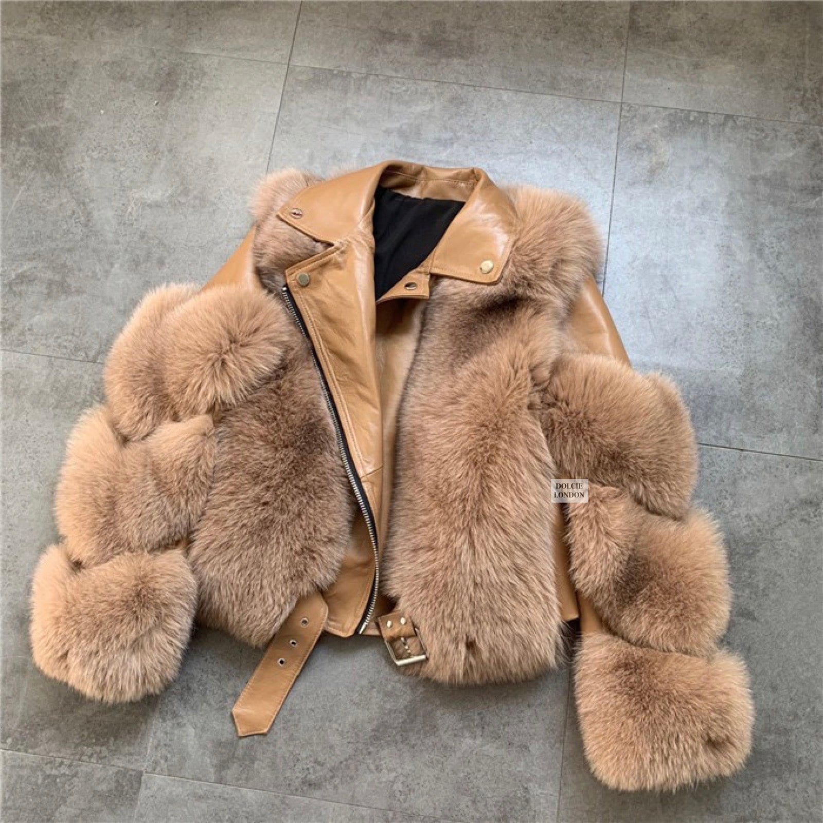 Fox fur leather jacket Clearance